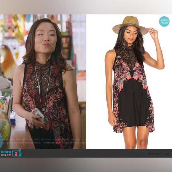 FP Intimately Black Lace Floral Slip Mini Dress - Picture 3 of 10